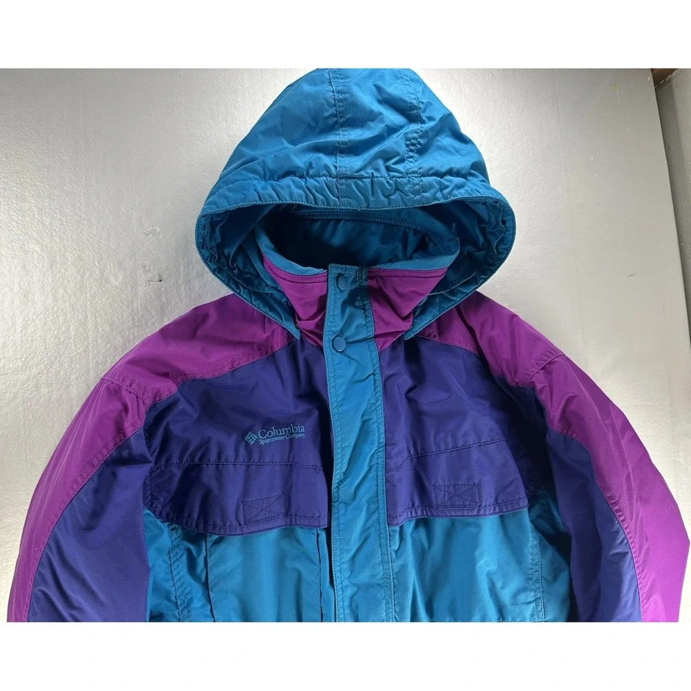 Vintage Columbia Coat Girls 14/16‎ Purple Williwaw Retro Color Block Ski Jacket